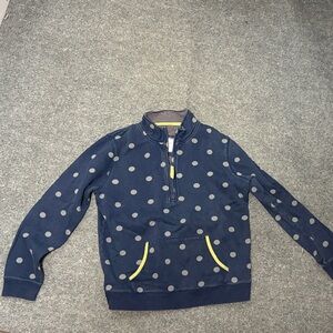 Boden Navy Polka Dot Pullover with Yellow Trim